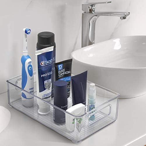 Sorbus Fridge Organizers and Storage, Clear Bins with Handles (4 Pack) | Built-in grips support easy access and transport; plastic containers organize food in freezers, drawers and countertops.