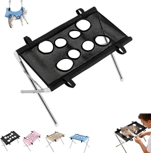 Foldable Pet Bathing Stand, Portable Dog Shower Grooming Racks，Black | Pet Grooming Hammockes Hanging Harness with Eight Holes,44 LBS Weight Capacity Pet Grooming with Stand for Daliy Cares