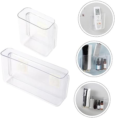 2pcs Pet Material Wall-mounted Storage Boxes Closet Organizers Remote-control Unit Container Storage Bins for Living Room Bedroom Office