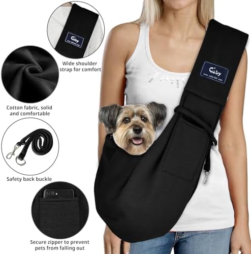 CUBY Dog and Cat Sling Carrier - Hands Free Reversible Pet Papoose Bag - Soft Pouch and Tote Design - Suitable for Puppy, Small Dogs Cats Outdoor
