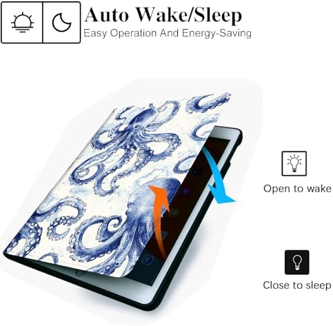 for Microsoft Surface Pro 7 Plus,Surface Pro 7/6/5/4 12.3" Tablet Case,Auto Wake/Sleep,Adjustable Stand Protective Cover - Octopus Pattern
