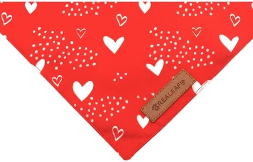 Realeaf Valentine's Day Dog Bandanas 2 Pack, Reversible Red Plaid Heart Dog Scarf for Boy and Girl, Premium Durable Fabric, Holiday Love Bandana for Large and Extra Large Dogs Pets (Small)