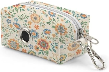 Dog Poop Bag Dispenser for Leashes with Zippered - Floral