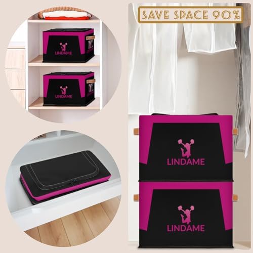 Custom Storage Basket with Zipper Lid, Cheerleader Foldable Fabric Storage Boxes Decorative Closet Shelves Clothes Organizer Container Cubes with Handle 1PCS