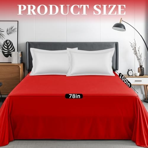 Tisancy Waterproof Bed Blanket Queen Size 78'' x 100'' Red Polyester, TPU Waterproof Film Mattress Protector Mat with Storage Bag for Bed Cover