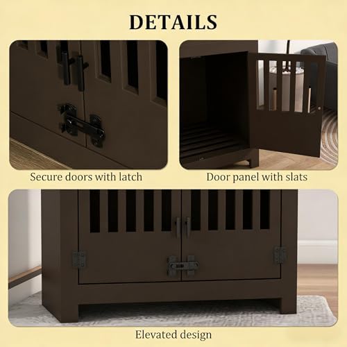 Modern Style Dog Feeding Station, pet Feeding Station Pet Food Storage Cabinet with Elevated Bowls and Dog Food Station Sealed Container, Space-Saving Organizer for Dry Kibble and