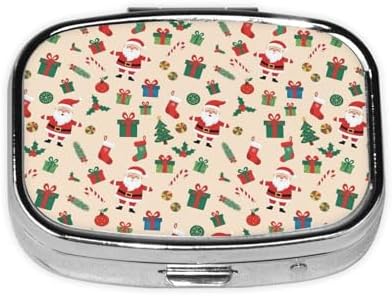 Travel Pill Case Organizer Pocket-Sized Vitamin Holder Fish Oil Container Men Women On-The-Go, Cute Cartoon Santa Claus Christmas