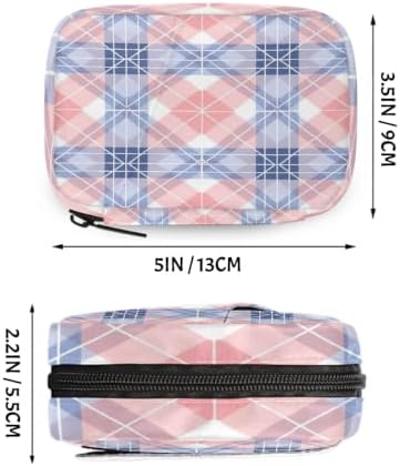 Travel Pill Organizer Pink Blue Plaid Small Pill Case
