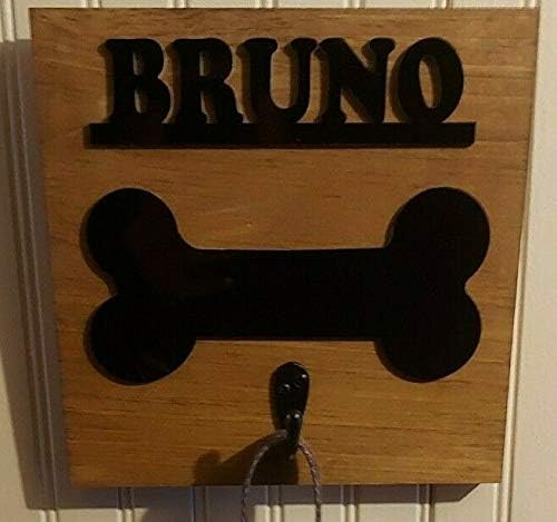 Personalized Wooden Dog Leash Hangers Custom Leash Holder Puppy Pet Hook Name Bone Sign Wall Organizer Decor, Hook and Hardware Is Installed Ready To Use, No More Where's the Leash? A Must Have