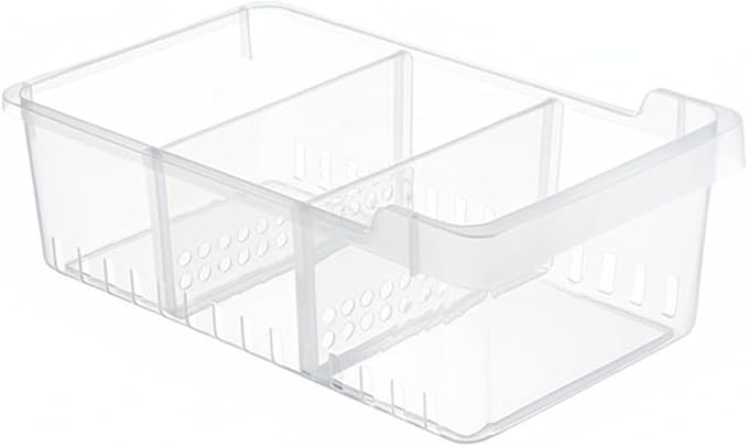 Clear PET Refrigerator Storage Bins - Stackable Produce Organizer for Fridge Drawers & Shelves, Durable Food Container (1 Pack)