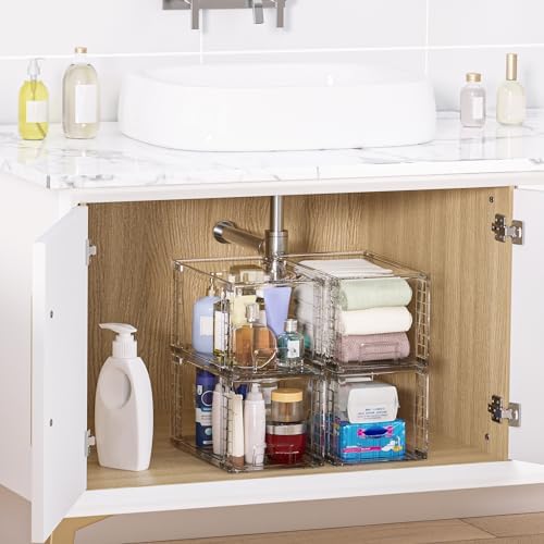 Vtopmart 4 Pack 7" and 4 Pack 4.4" Clear Assemble Storage Drawers