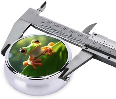 Pill Box 3 Compartment Medicine Pill Case for Pocket or Purse Mini Metal Pillcase Cute Frog Pill Holder Vitamin Organizer Portable Travel Pills Container to Hold Supplements Vitamins