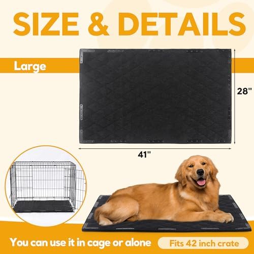 HOMBYS Chew Proof Dog Bed Mat with 20 Metal Rivets - Indestructible Kennel Pad for Teething Puppies & Aggressive Chewers, Durable Waterproof Crate Mat for Large Dogs, 41" x 28" (Indoor/Outdoor Use)