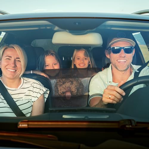 Dog Car Net Barrier, Secure Dog Car Barrier Behind Front Seat, Mesh Separator for Dogs, Dog Net for Car Back Seat Barrier for SUVs and Trucks, Black
