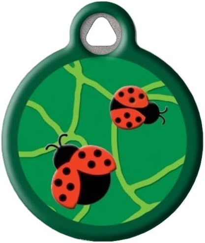 Beetlemania Lupine Pattern Personalized Pet ID Tag for Dogs and Cats, Silent Polymer Coated Ladybug Nametag with Customized Identification Information - Large 1.25" Diameter