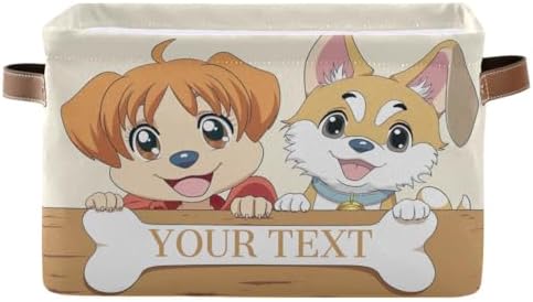 Personalized Dog Storage Basket with Handles, Customized Pet's Name Foldable Storage Bins Organizer Bag for Coats, Blankets, Clothes, 1PC
