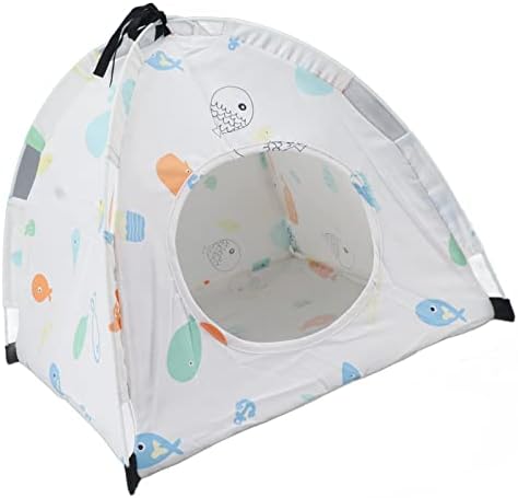 Omabeta Pet Tent Stylish Cartoon Print Portable Playpen for Cats and Small Pets 40 X 40 X 35cm Soft Fabric Washable