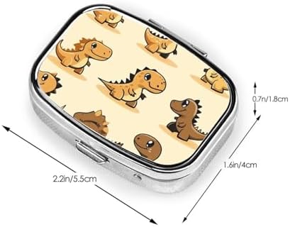 Pill Box 2 Compartment Medicine Pill Case for Pocket or Purse Mini Metal Pill Holder Cute Dinosaur Pill Case Vitamin Organizer Portable Travel Pill Container to Hold Supplements Vitamins