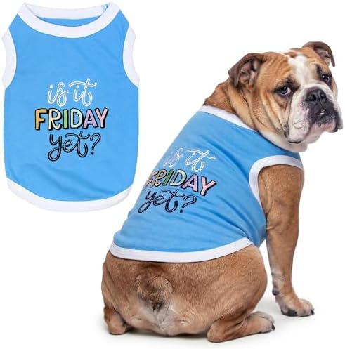 Parisian Pet Dog Shirt – 100% Cotton Shirts for Large Dogs – Sleeveless Puppy Vest – Lightweight and Breathable Pet Apparel – Pullover Summer Blue Dog Clothes - Stretchy Funny T Shirts for Dogs