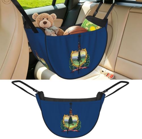 Vermont State Flag Car Seat Organizer-Backseat Storage Bag for Travel | Waterproof Durable. Holds Snacks Gear Essentials. Fits Most Cars.