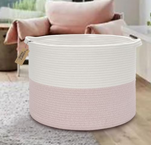 COMFY-HOMI XXXL Large Laundry Basket, Cotton Rope Nursery Woven Basket for Storage, Blanket Baskets Living Room Laundry Hamper, Dog Toy Storage Organizer, Home Decor