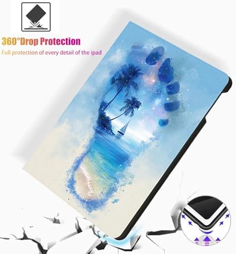 for Microsoft Surface Go 4/3/2/1-10.5" 2021 Tablet Case,Auto Wake/Sleep,Adjustable Stand Protective Cover - Star Beach Footprint