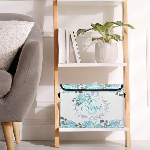 Flower Storage Bin with Lid Personalized Storage Baskets for Organizing Foldable Closet Organizers with Handles,Cute Basket for Boys Girls for Clothes Blanket Pet Dog Toy Basket Storage (1 Pack)
