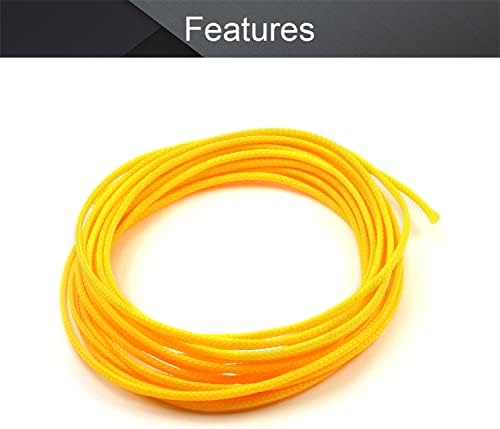 Othmro 5m/16.4ft PET Expandable Braid Cable Sleeving Flexible Wire Mesh Sleeve Yellow,for Power Cord Audio Video Cables Protecting from Pets Chewing