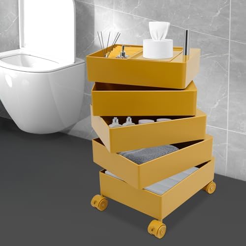 Storage Cabinet 360° Rotating Sofa Side Cabinet (Yellow)