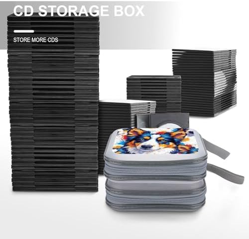 DVD Storage Binder for 40 Discs German Shepherd Dog, Hard Shell Protective Wallet with Handle, Portable CD Organizer for Car Travel