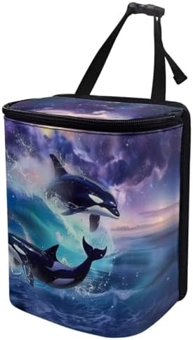 DISNIMO Killer Whale Car Trash Can with Lid Cute Car Accessories Leak Proof Car Trash Bag Hanging Car Garbage Can Multipurpose Storage Container for Back Seat Road Trip