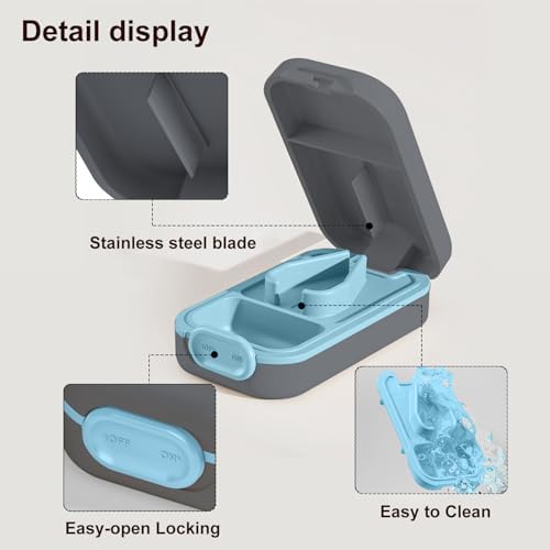 Pill Cutter | Pill Splitter for Small or Large Pills | Design in The USA| Cuts Vitamins |- Adjustable Splitter+ V-Shape Holder & Detachable Pad, Easy to Clean, Safe for Seniors, Kids, Pets-gray