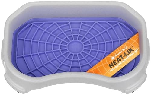 Neater Pets Neat-LIK Dog Lick Mat w/Mess-Proof Tray, Lick Mat for Dogs, Cats, Puppy, Reduces Anxiety & Boredom, Peanut Butter Slow Feeder, Interactive Treat Licking Pad (Purple/Vanilla Bean)