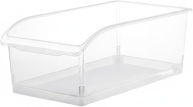Clear PET Refrigerator Storage Bins - Stackable Produce Organizer for Fridge Drawers & Shelves, Durable Food Container (1 Pack)