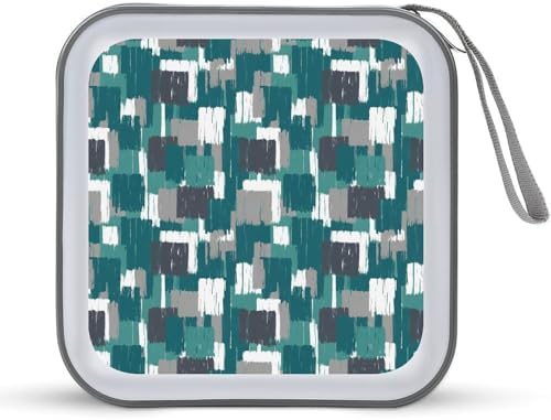 Portable Hard Shell DVD Storage Teal Grey Turquoise, 40-Disc Binder with Carry Strap, Protective Case for Movies Music Travel