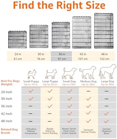 Amazon Basics Foldable Metal Exercise Dog Playpen, Indoor/Outdoor, Single Door, 8 Panels, 36 Inches, Medium, Black