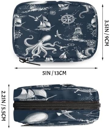 Travel Pill Organizer Nautical Octopus Boat Small Pill Case