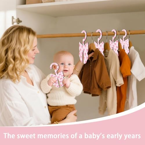 Baby Clothes Dividers for Closet - Set of 8 Wooden Baby Size Closet Dividers Newborn to 24 Months, Newborn Organizer for Girls, Delicate Butterfly Bow Baby Nursery Decor Kit Newborns Gift Baby Shower