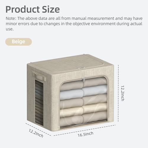 FHSQX 6 Pack Clothes Storage Bins,Beige,16.5x12.2x12.2inch(40L)