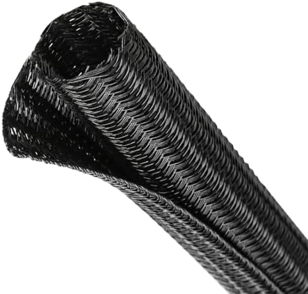 Split Wire Loom Tubing, Cable Protector Sleeve, Braided Cable Management for TV/Computer/Home Theater/Engine Bay, Cord Protectors from Pets No Chew (Black, 1/2"-10ft)