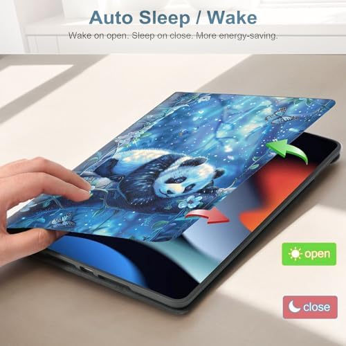 for Samsung Galaxy Tab A7 10.4 Inch 2020/2022 (SM-T500/T505/T507/T509) Tablet Protective Cover with Adjustable Stand and Magnetic Auto Wake/Sleep,Panda