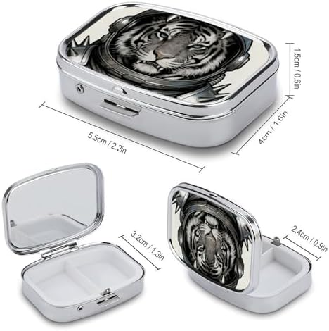 Colored Astro Pet Pill Organizer with Mirror 2 Compartments Waterproof Pill Case for Purse Pocket Non-Slip Grip Travel Medicine Organizer Container Box for Vitamin Fish Oil Supplement