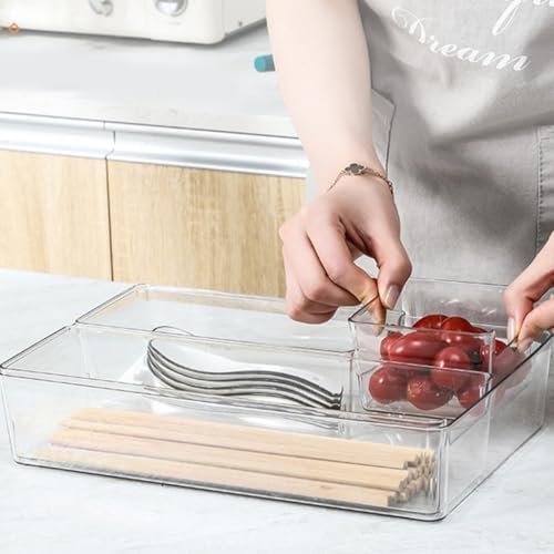 Uonlytech 2Pcs Pet Drawer Storage Boxes Small and Medium Sundry Organizing Bins for Makeup, Stationery, and Desktop Office Supplies Storage