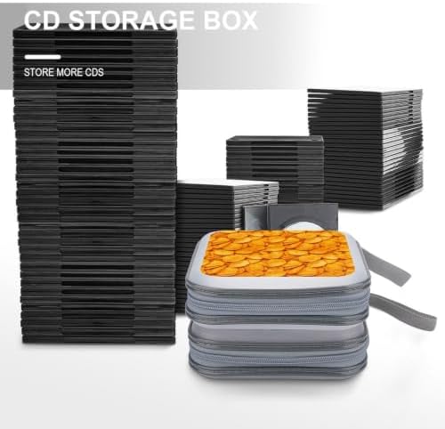 CD Case Holder for Car Potato Chips Food 40 Capacity Zipper Disc Wallet | DVD Organizer Storage Binder, Potato Chips Food Shockproof, Hard Plastic, Portable Hand Strap