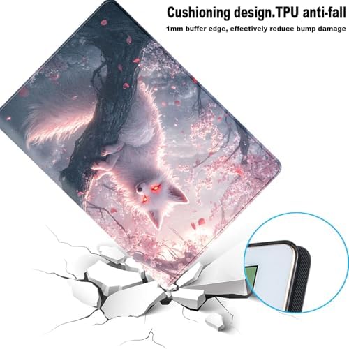 for Samsung Galaxy Tab S10 Ultra 2024/S9 Ultra 2023/S8 Ultra 2022 14.6 Inch Tablet Protective Cover with Adjustable Stand and Magnetic Auto Wake/Sleep,White Fox Cherry Blossom