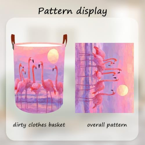 Laundry Basket 15.7x19.7 in Flamingo Sunset Hamper for Bedroom