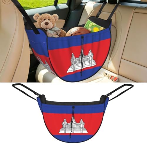 Flag of Cambodia Car Seat Organizer-Backseat Storage Bag for Travel
