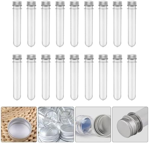 50pcs 45ml Plastic Storage Tubes with Aluminum Caps, Multipurpose Clear Cylindrical Bottles for Bath Salts, Candy, and Liquids, Easy to Fill and Protect Containers for Kitchen