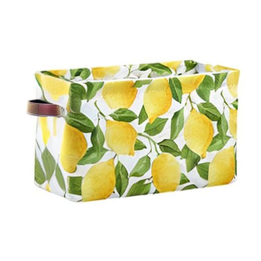 SEULIFE Watercolor Lemon Tree Leaves Foldable Storage Basket, Large Collapsible Organizer Storage Bin Cube Toys Storage Boxes with Handles for Bathroom Kids Nursery Closet Storage, 1 Pack