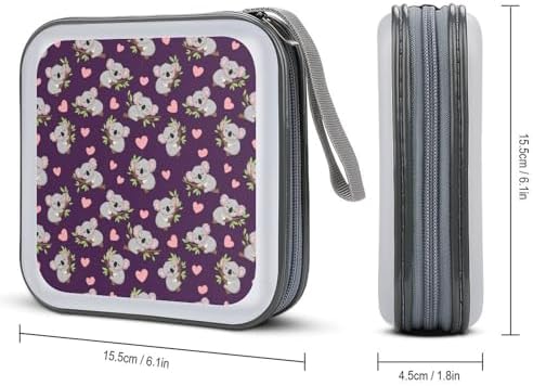Protective DVD Case Holder Koala, 40-Capacity Hard Plastic Binder with Zipper, Portable CD Organizer for Car Home